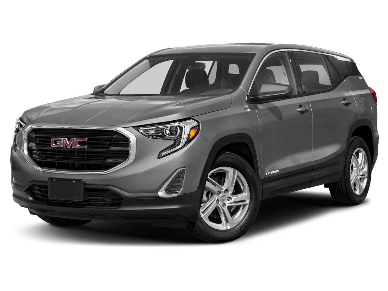 2020 GMC Terrain SLE in Satin Steel Metallic — front three-quarter view