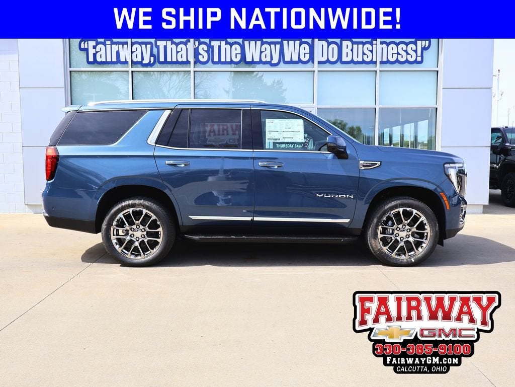 2026 GMC Yukon Elevation in Downpour Metallic — front three-quarter view