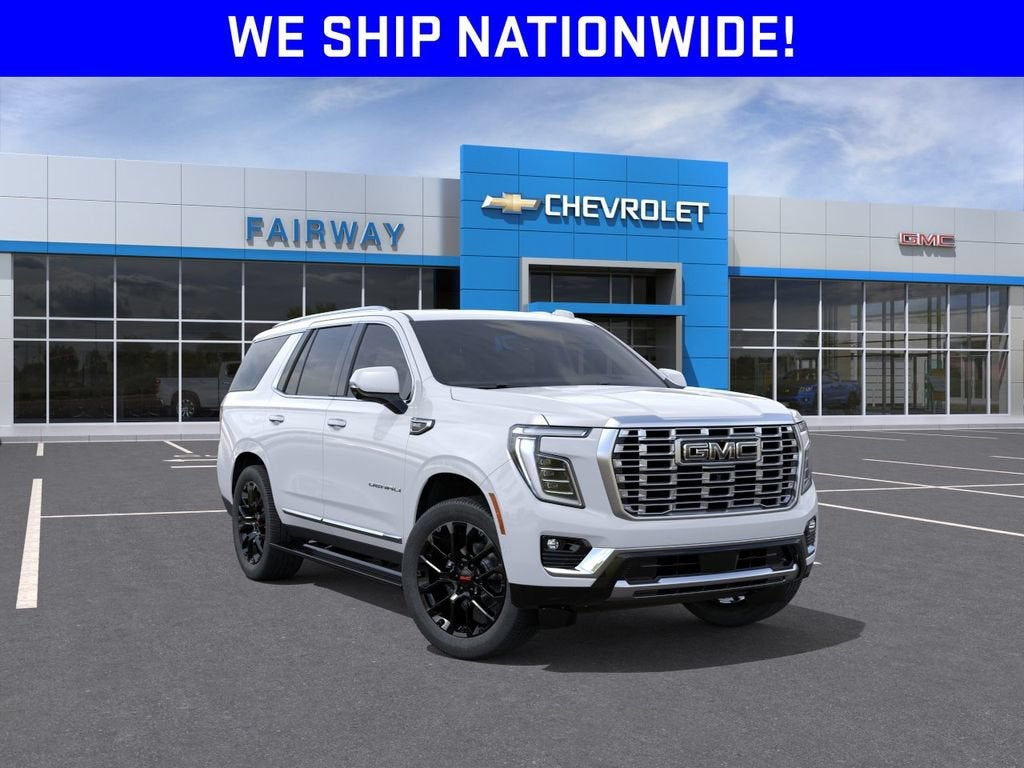 2026 GMC Yukon Denali in Glacier White Tricoat — front three-quarter view