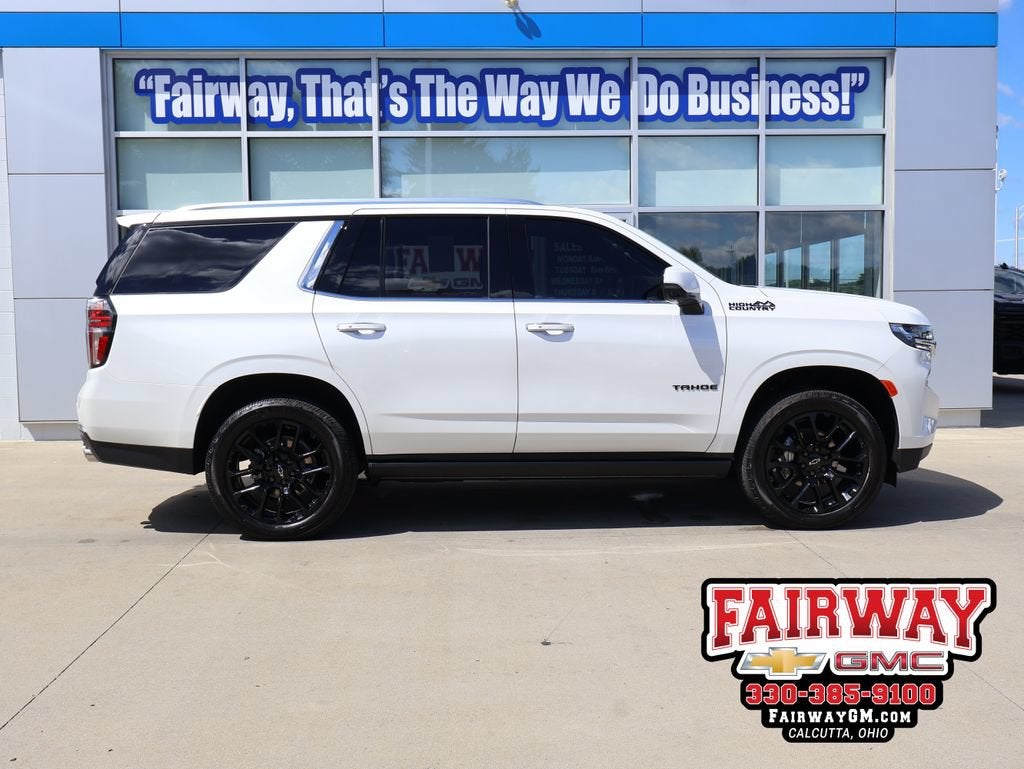2024 Chevrolet Tahoe High Country in Iridescent Pearl Tricoat — front three-quarter view