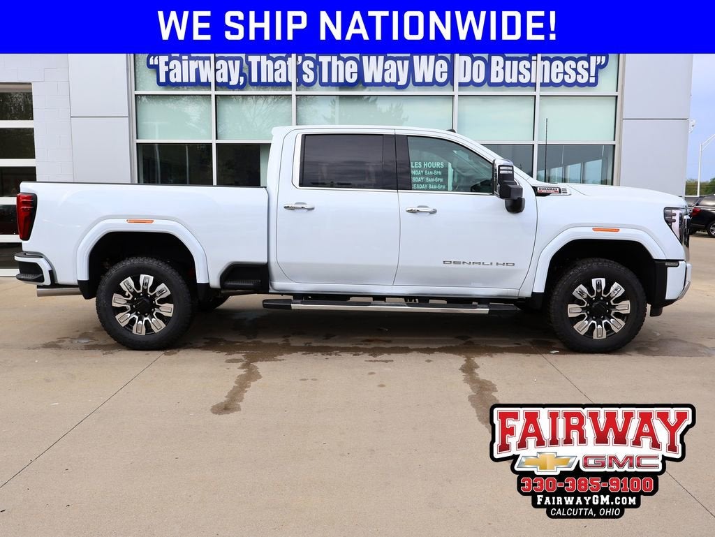 2026 GMC Sierra 3500 HD Denali in Glacier White Tricoat — front three-quarter view