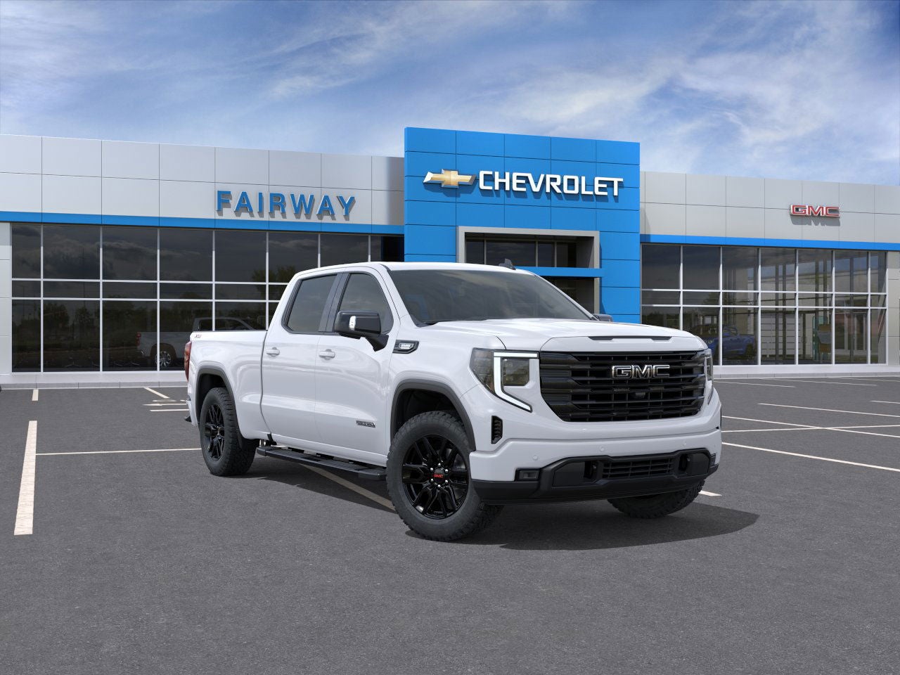 2026 GMC Sierra 1500 Elevation in Summit White — front three-quarter view