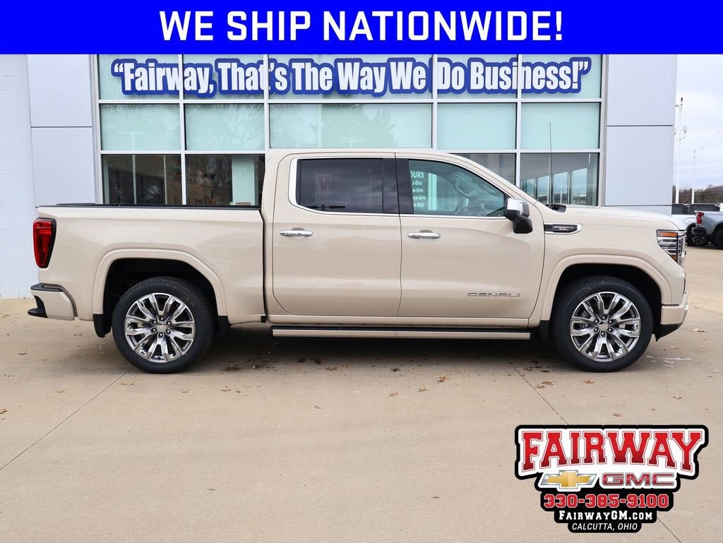 2026 GMC Sierra 1500 Denali in Coastal Dune — front three-quarter view