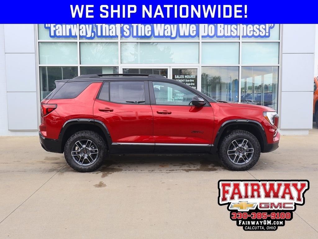 2026 GMC Terrain AT4 in Volcanic Red Tintcoat — front three-quarter view