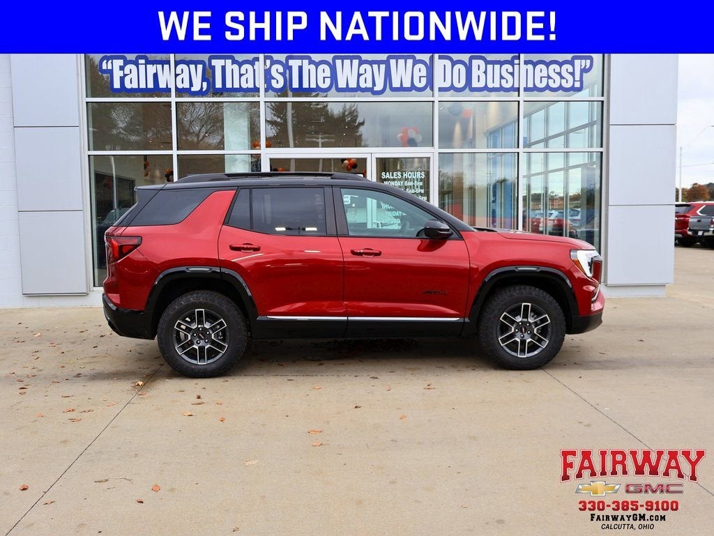 2026 GMC Terrain AT4 in Volcanic Red Tintcoat — front three-quarter view