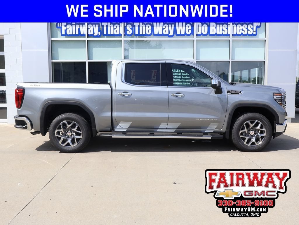 2026 GMC Sierra 1500 SLT in Sterling Metallic — front three-quarter view