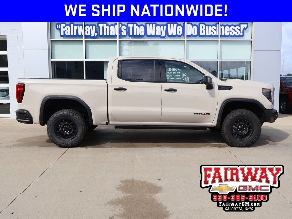 2026 GMC Sierra 1500 AT4X in Coastal Dune — front three-quarter view