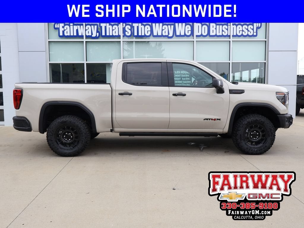2026 GMC Sierra 1500 AT4X in Coastal Dune — front three-quarter view